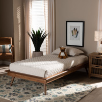 Baxton Studio MG0004-Ash Walnut-Twin-Frame Baxton Studio Karine Mid-Century Modern Walnut Brown Finished Wood Twin Size Platform Bed Frame